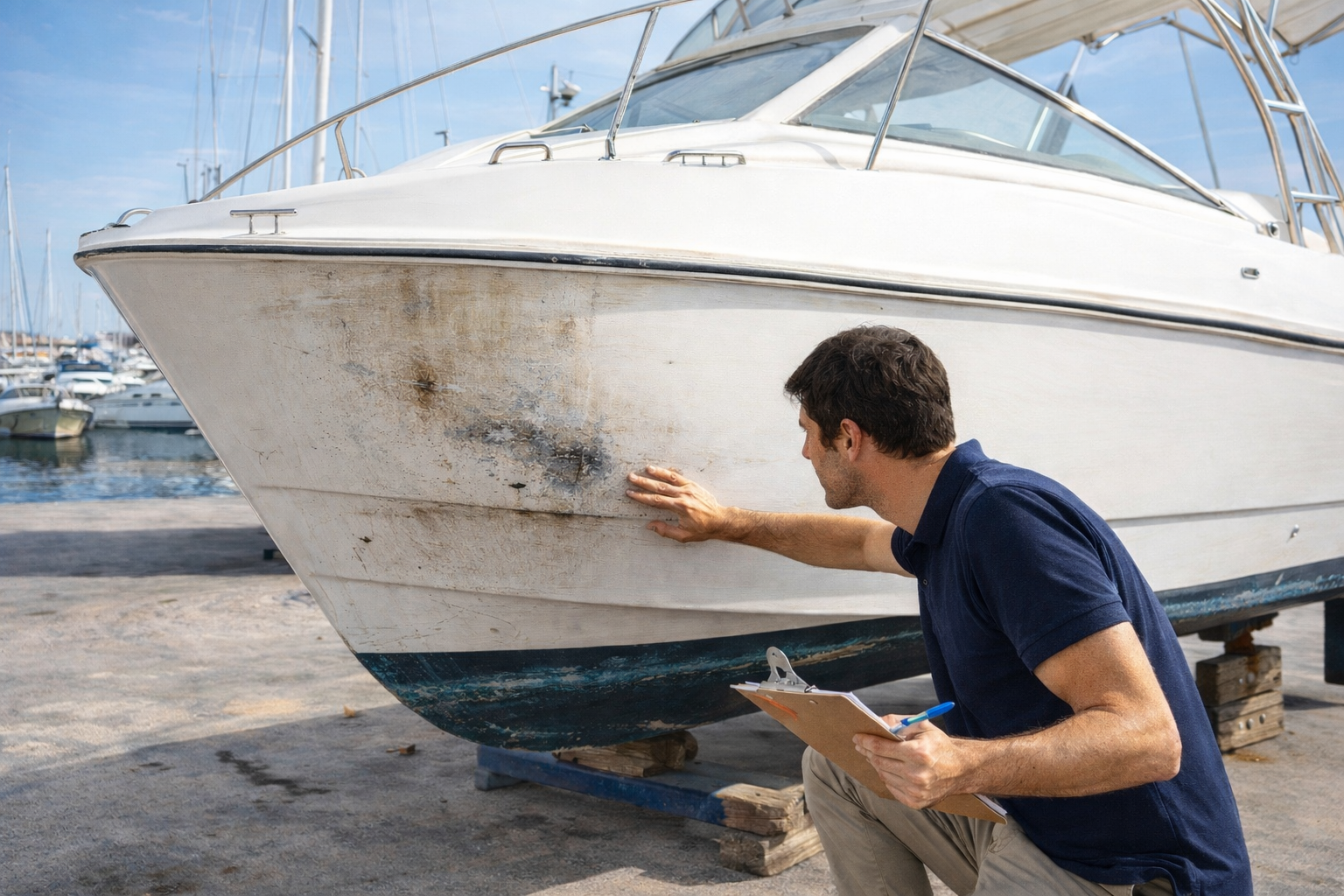 Revisión de motor de barco de segunda mano antes de comprar